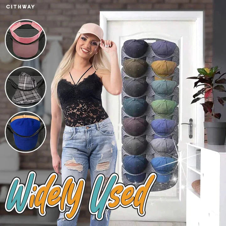 2026🔥Premium 14-Pocket Hanging Hat Organizer – Snag-Free Felt Storage for Caps